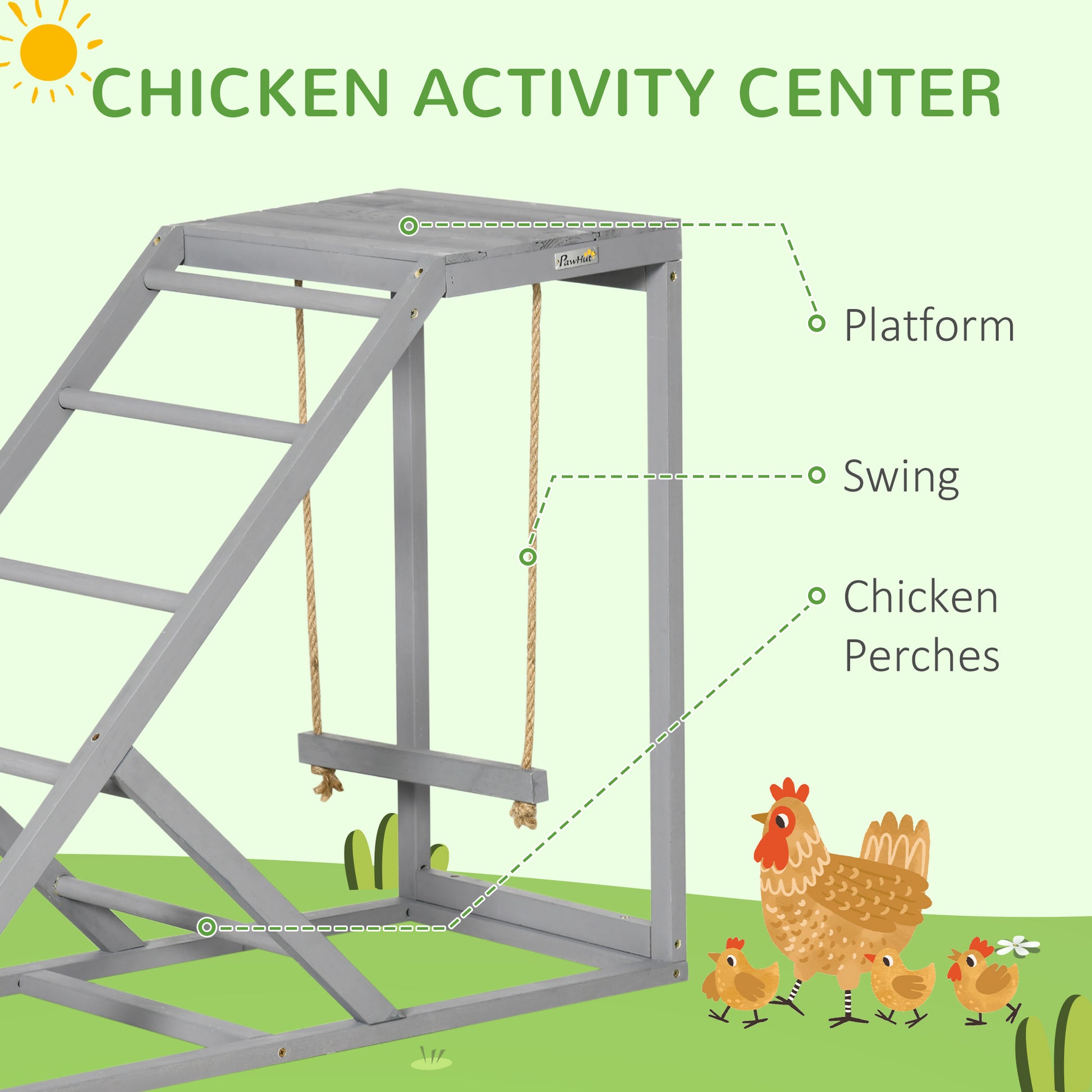 Gray Chicken Swing Play Stand for Two Hens