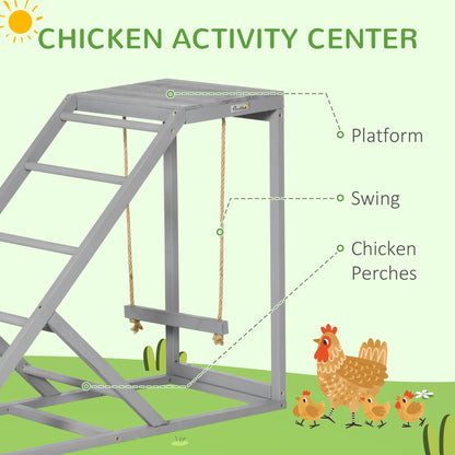 Gray Chicken Swing Play Stand for Two Hens
