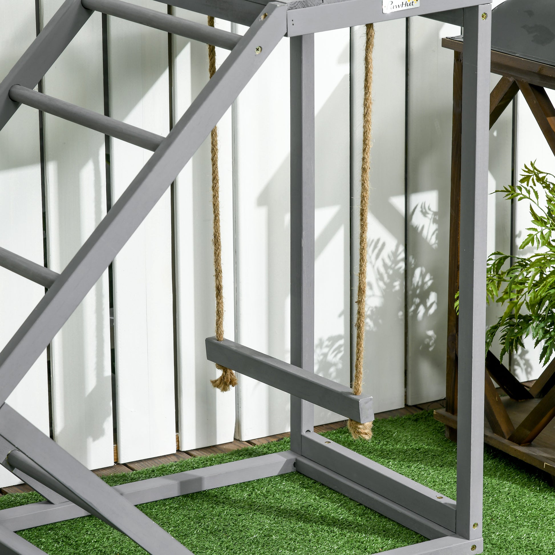 Gray Chicken Swing Play Stand for Two Hens