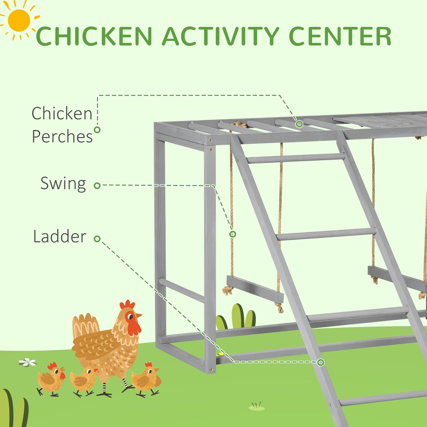 Solid Wood Chicken Coop Accessories with Swings and Perches for Multiple Birds