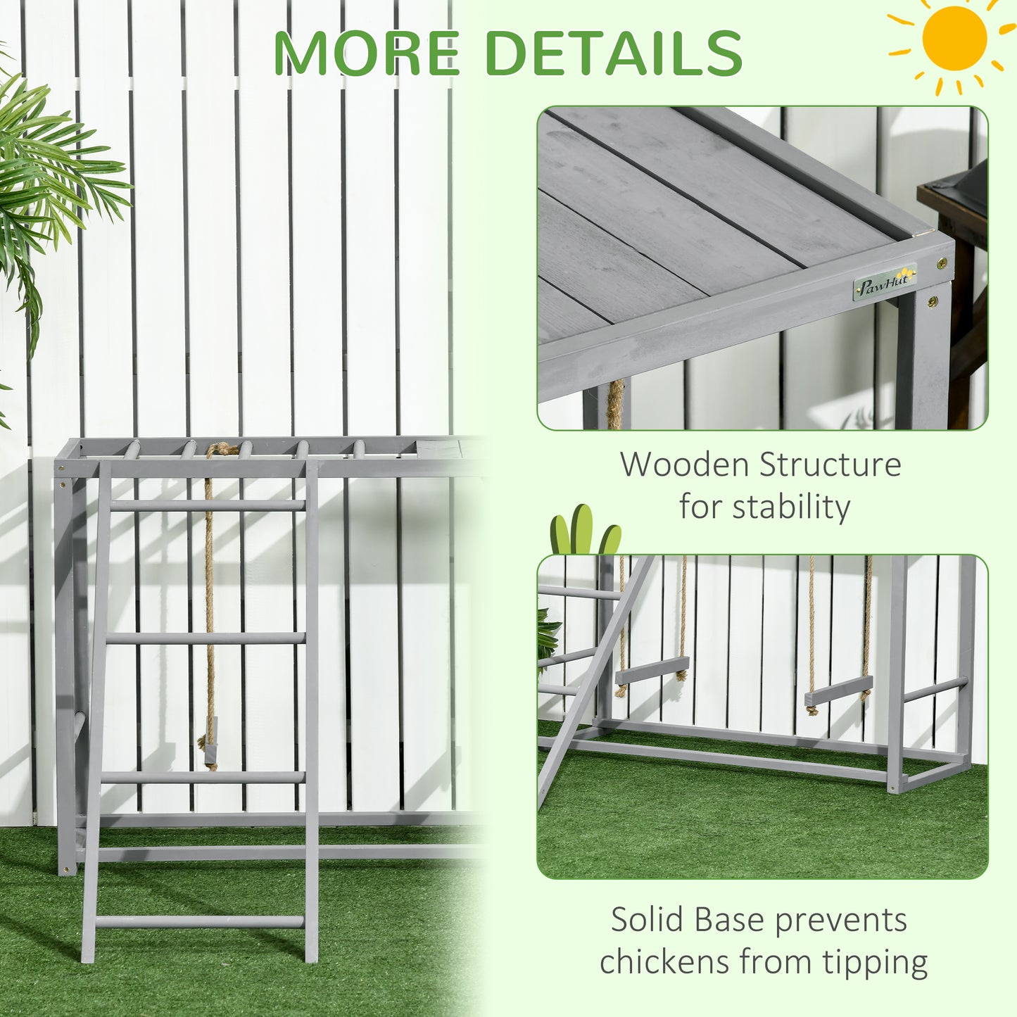 Solid Wood Chicken Coop Accessories with Swings and Perches for Multiple Birds