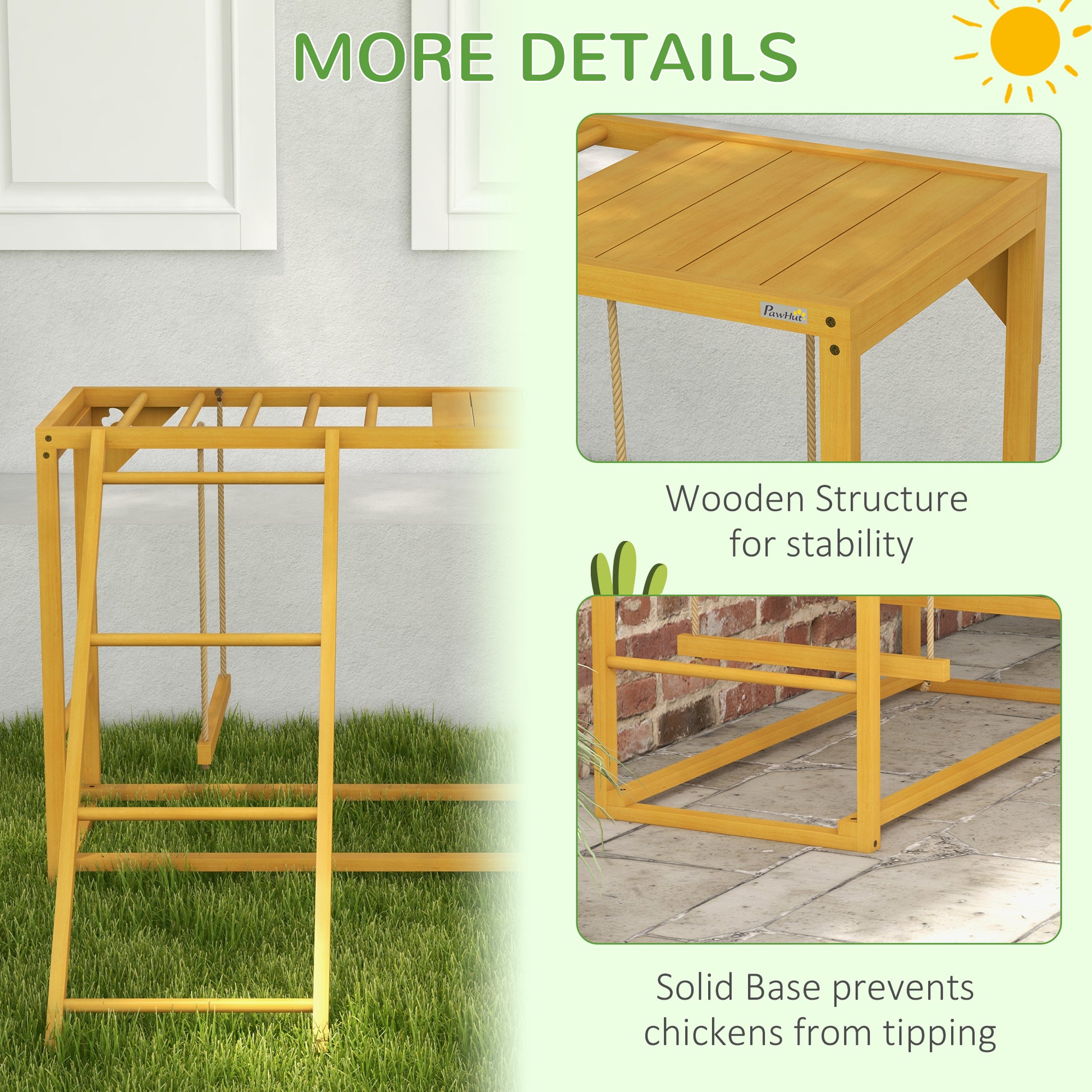 Natural Wood Chicken Coop Toy for Chickens - 3-4 Birds
