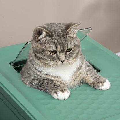 Green Polypropylene Cat Litter Box - Spacious Enclosure