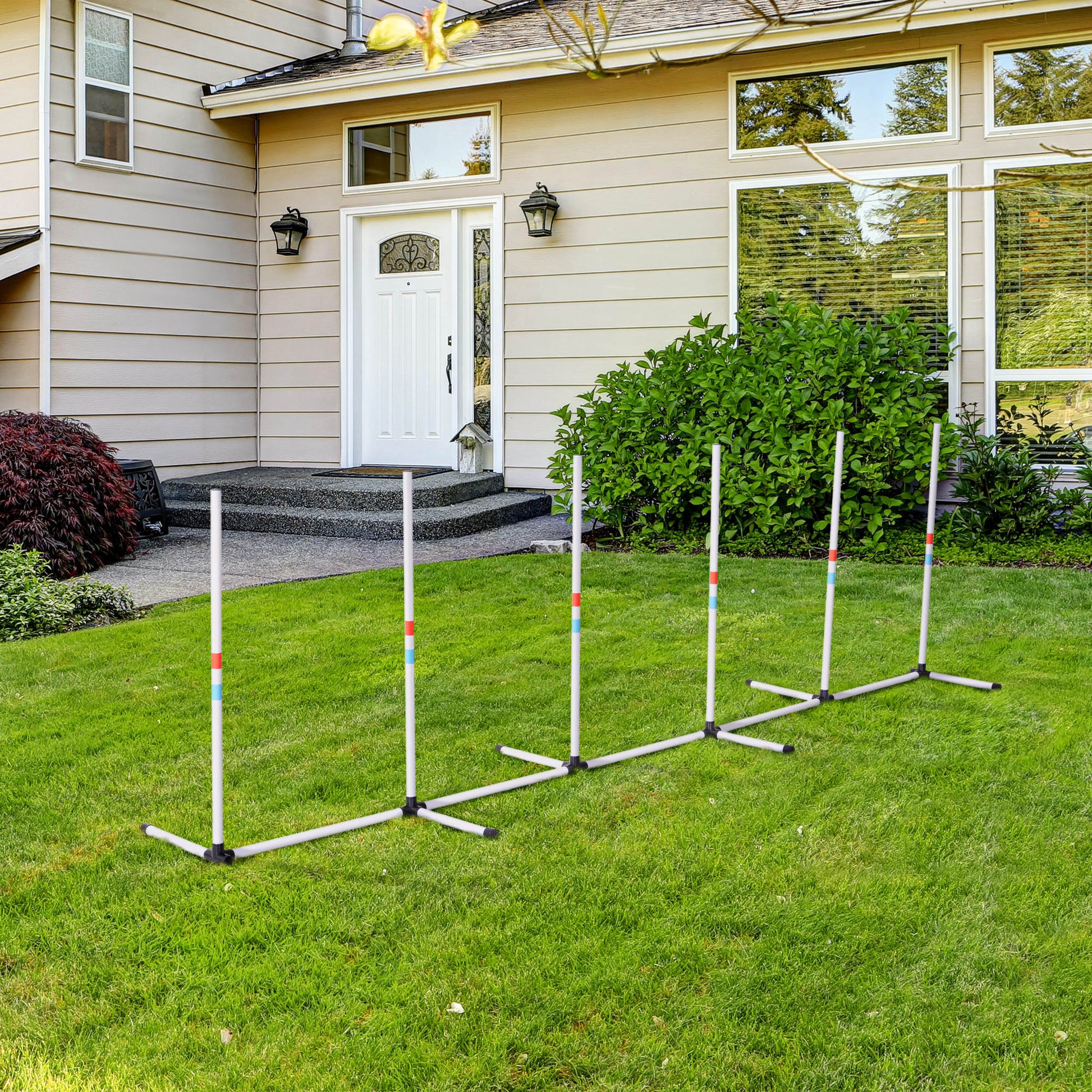 PawHut Adjustable Dog Agility Set - White, 129"L