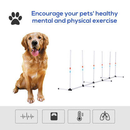 PawHut Adjustable Dog Agility Set - White, 129"L