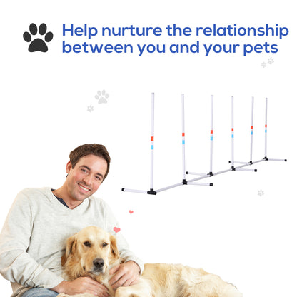 PawHut Adjustable Dog Agility Set - White, 129"L