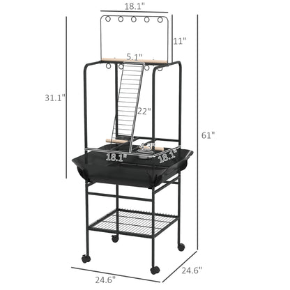 PawHut Bird Stand with Wheels - Dark Gray Pet Furniture