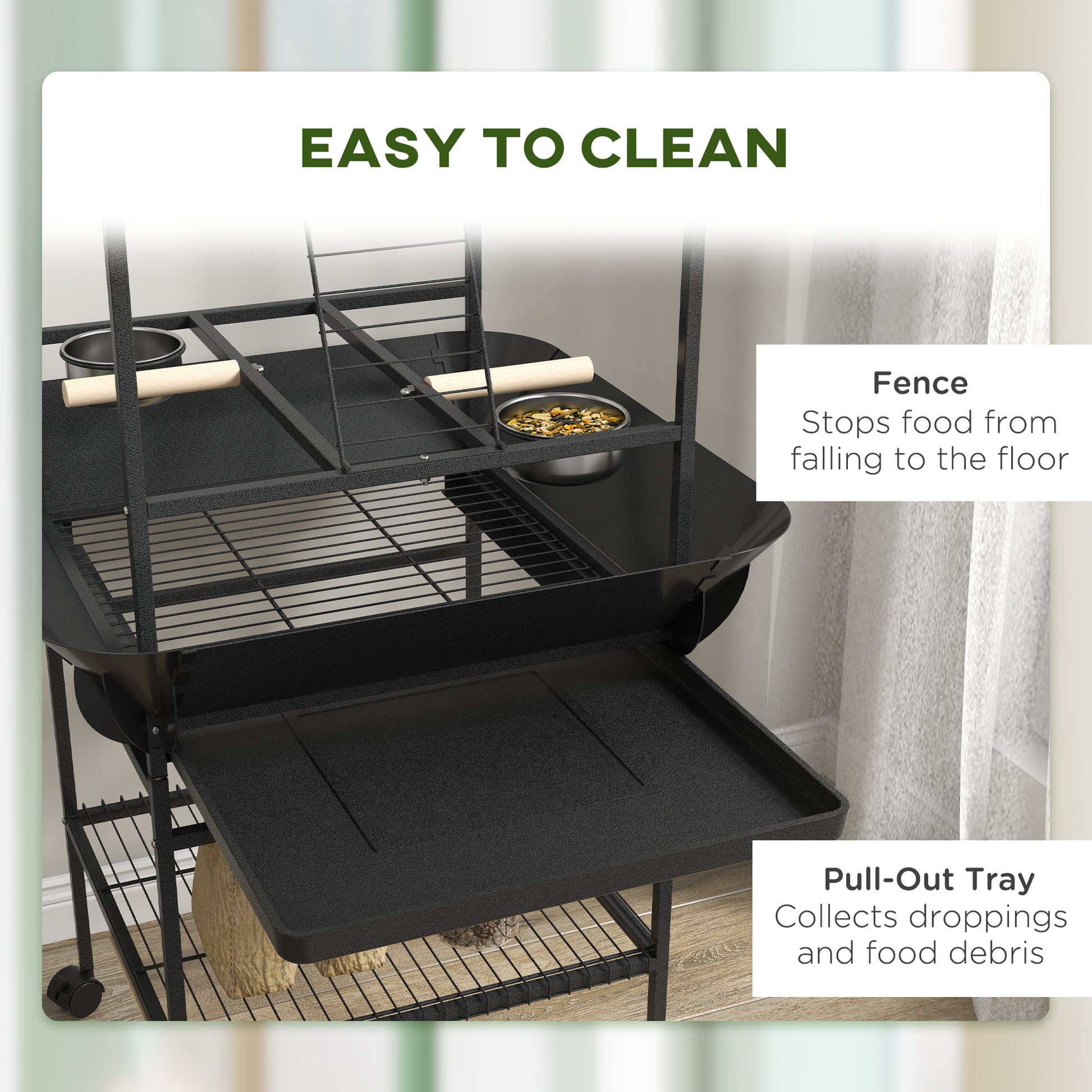 PawHut Bird Stand with Wheels - Dark Gray Pet Furniture