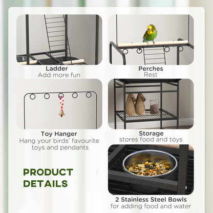 PawHut Bird Stand with Wheels - Dark Gray Pet Furniture