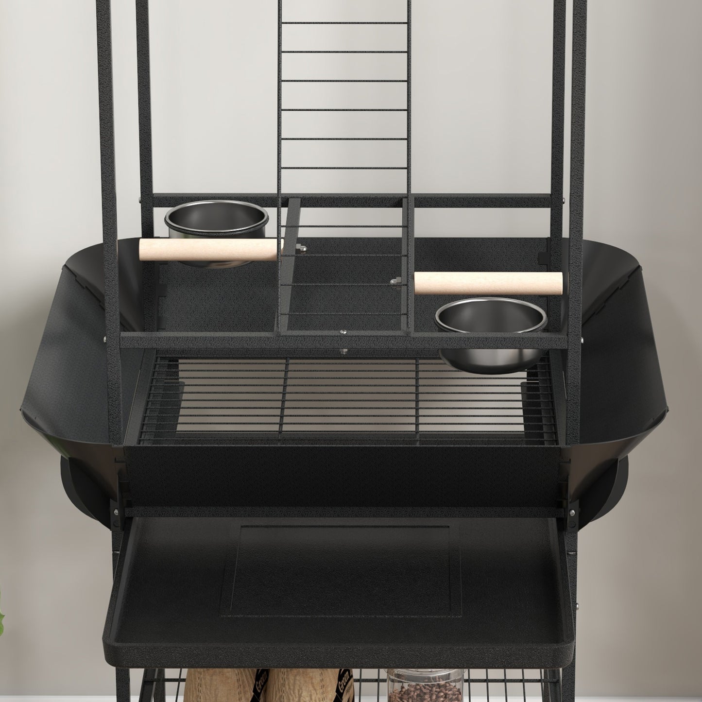PawHut Bird Stand with Wheels - Dark Gray Pet Furniture
