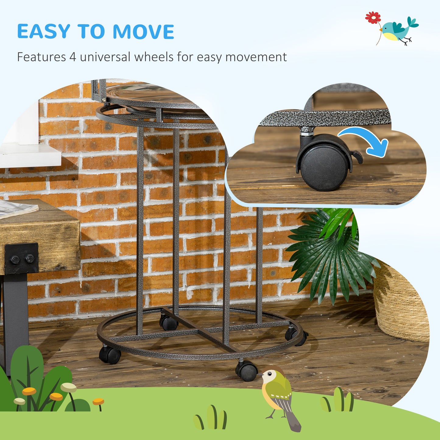 Large Gray Steel Bird Stand with 3 Ladders for Parrots & Conures