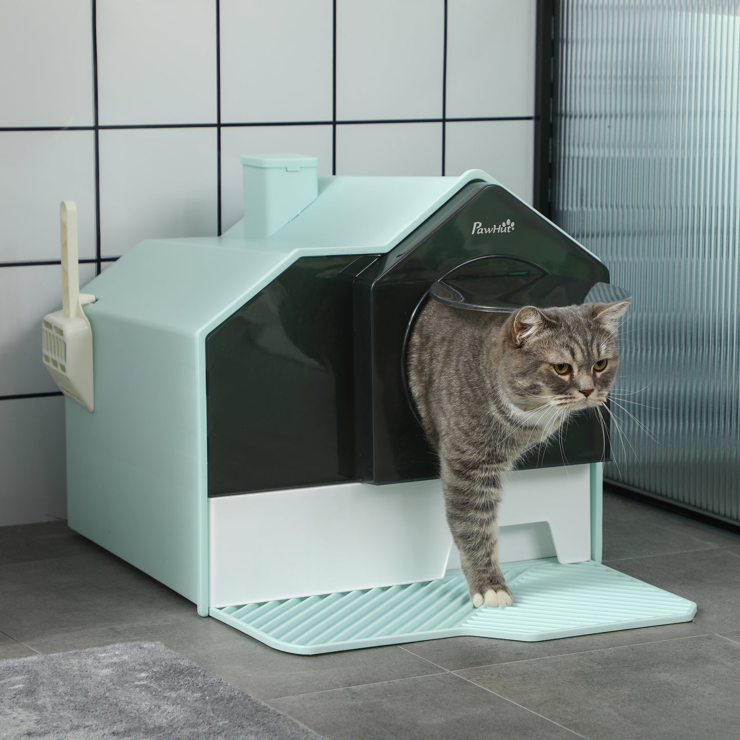 Blue Polypropylene Hooded Cat Litter Box - 18.5" W