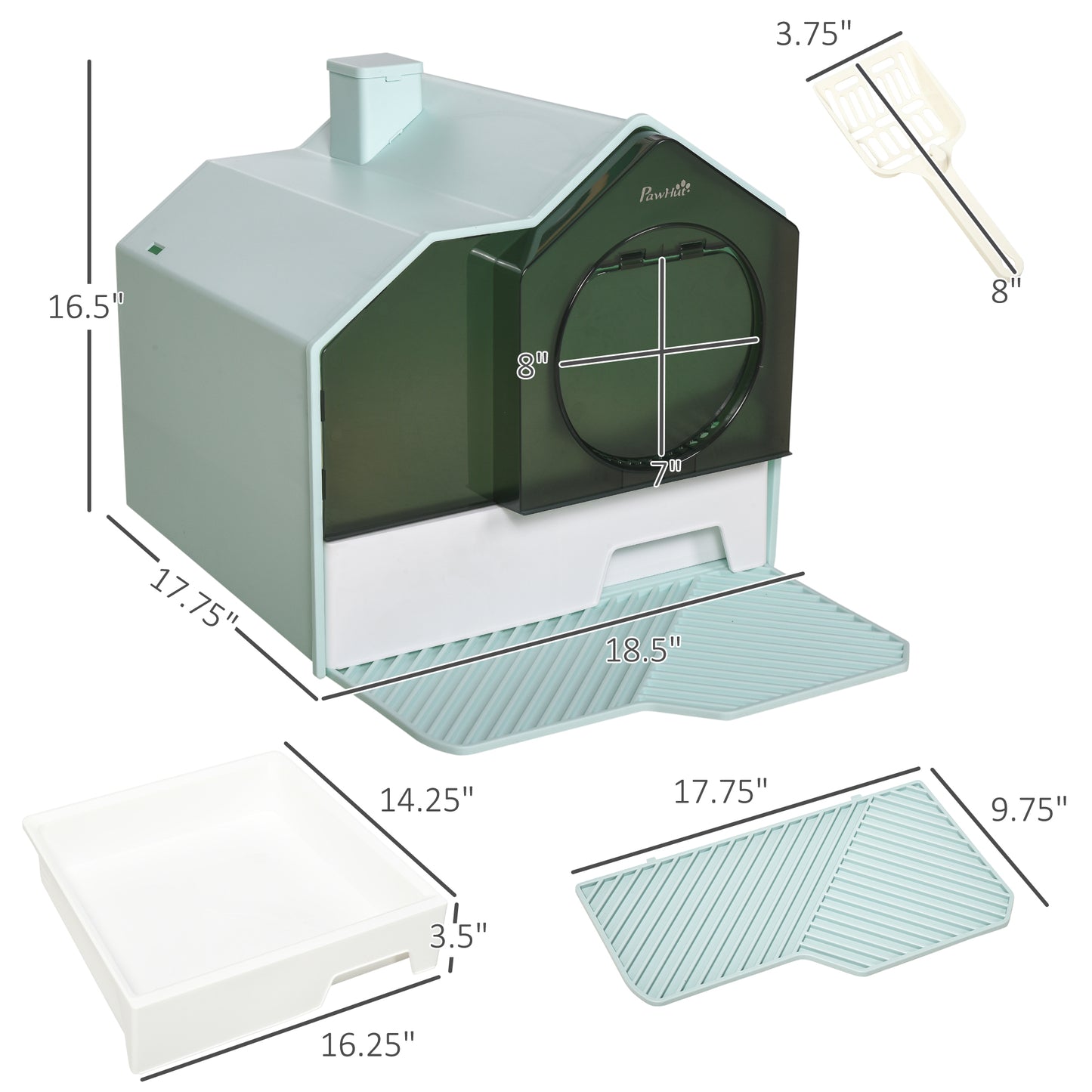 Blue Polypropylene Hooded Cat Litter Box - 18.5" W