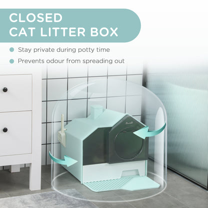 Blue Polypropylene Hooded Cat Litter Box - 18.5" W