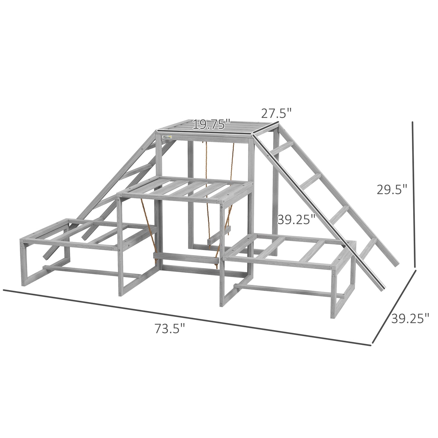 PawHut Chicken Swing Set - Wood Coop Accessories for 10-15 Chickens