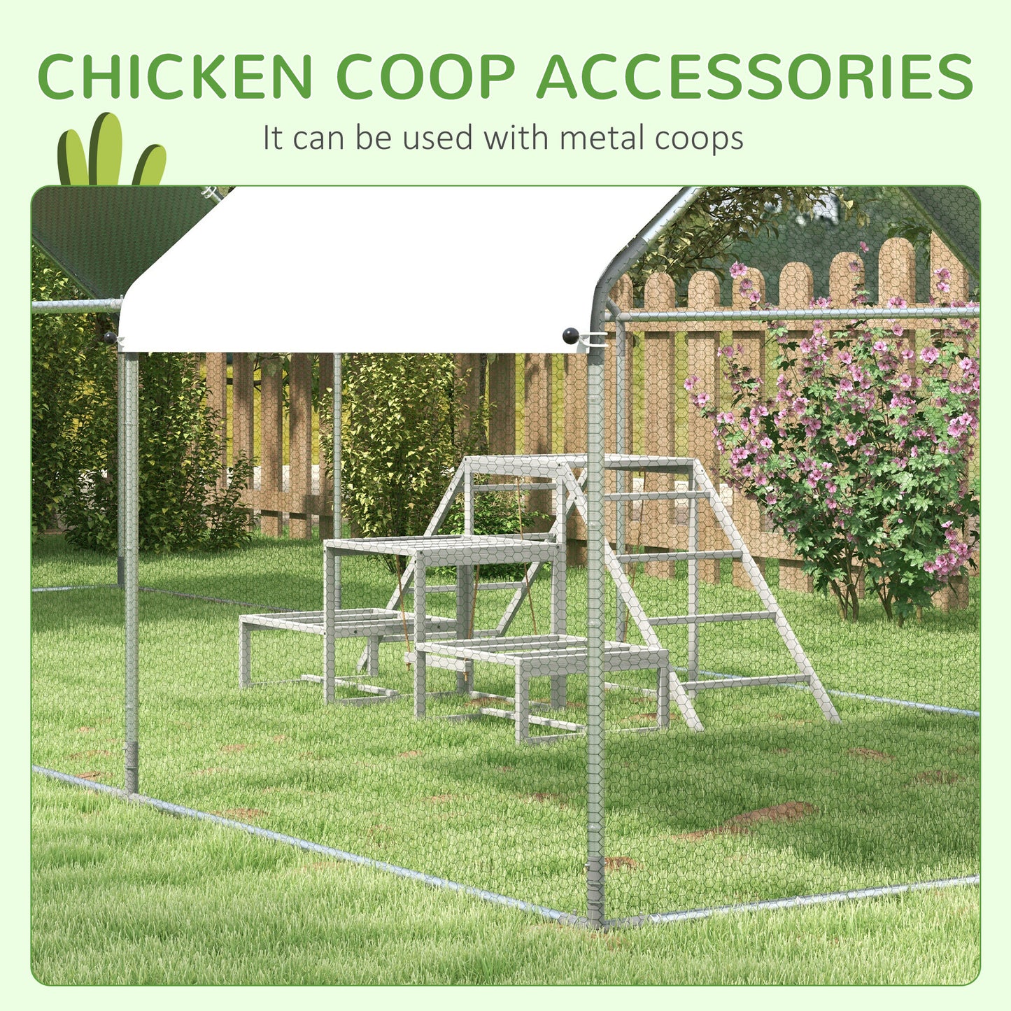PawHut Chicken Swing Set - Wood Coop Accessories for 10-15 Chickens