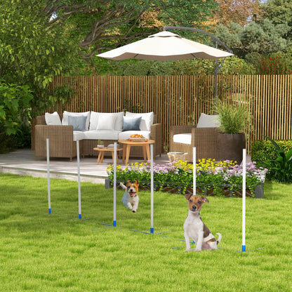 White Plastic Dog Agility Course Set - Adjustable Training Equipment
