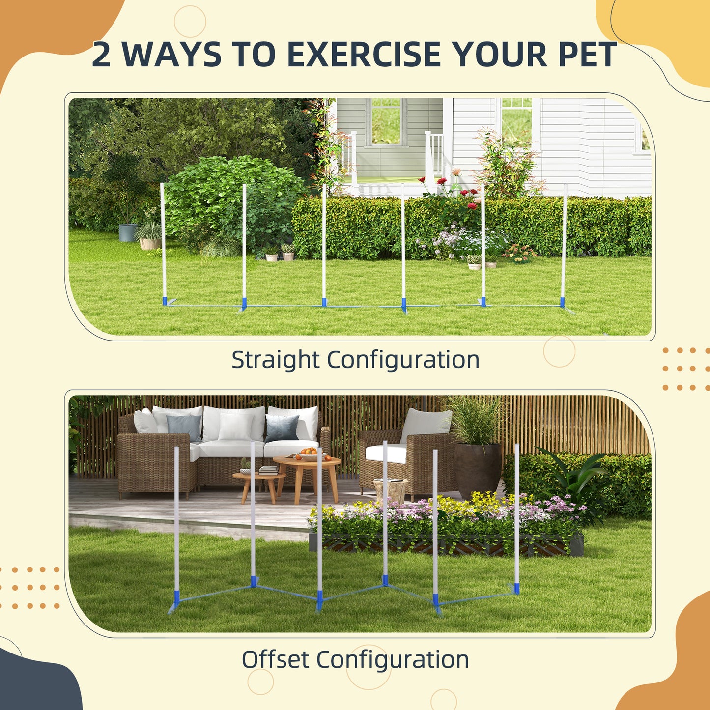 White Plastic Dog Agility Course Set - Adjustable Training Equipment