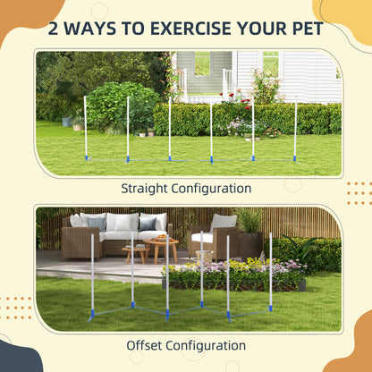 White Plastic Dog Agility Course Set - Adjustable Training Equipment