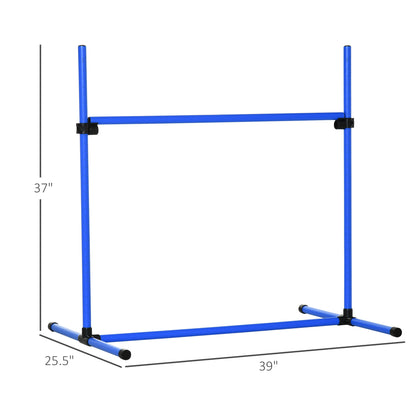 PawHut 4 Piece Dog Agility Training Set - Adjustable Blue Bars