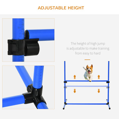 PawHut 4 Piece Dog Agility Training Set - Adjustable Blue Bars