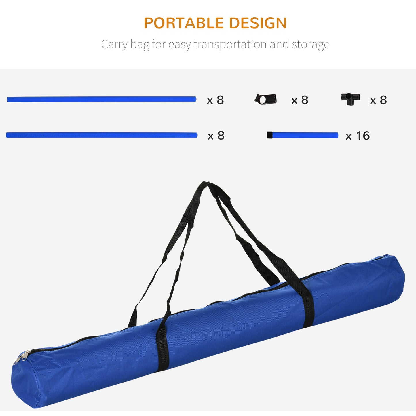 PawHut 4 Piece Dog Agility Training Set - Adjustable Blue Bars