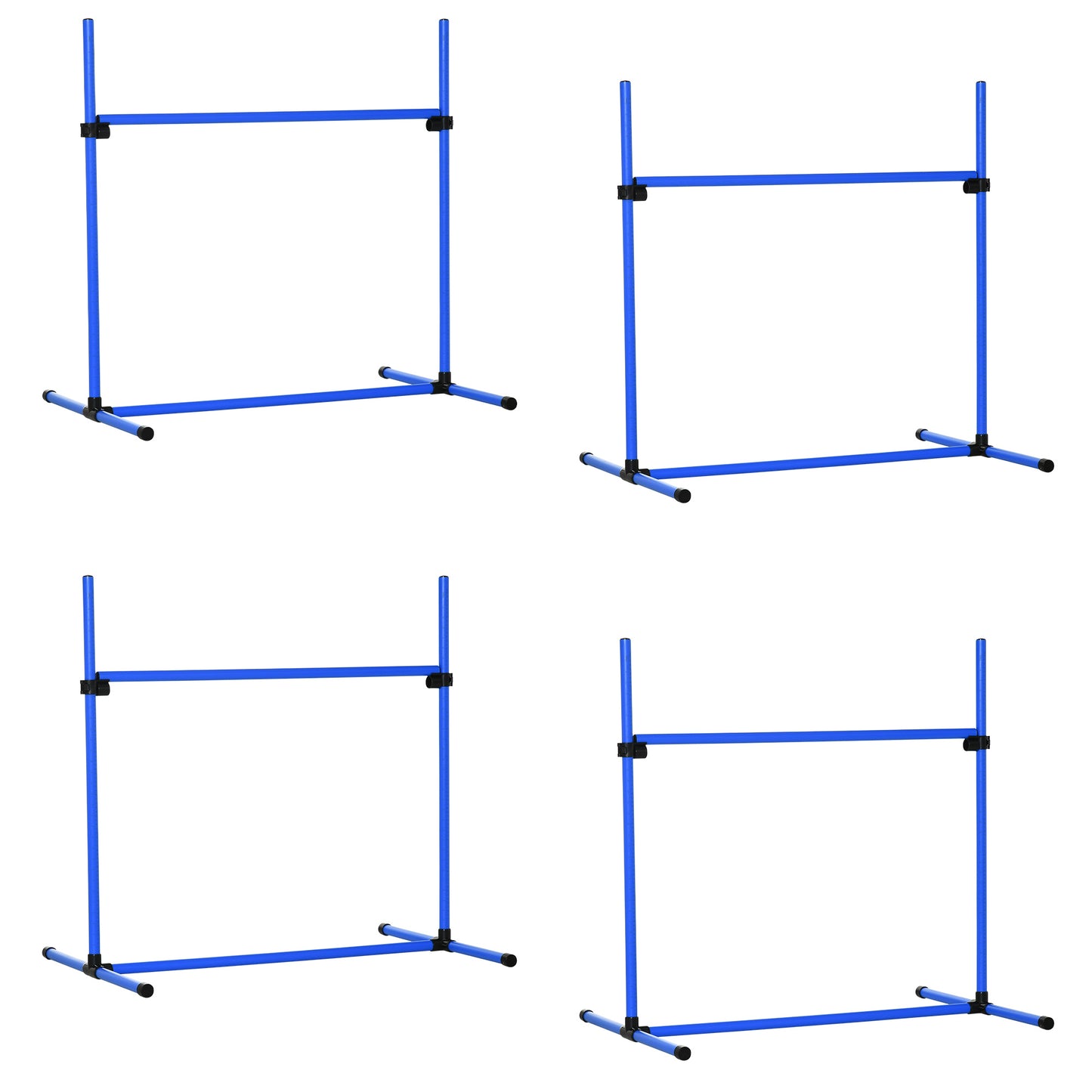 PawHut 4 Piece Dog Agility Training Equipment for Dog Agility Course with Adjustable Height Jump Bars, Included Carry Bag, & Displacing Top Bar, Blue