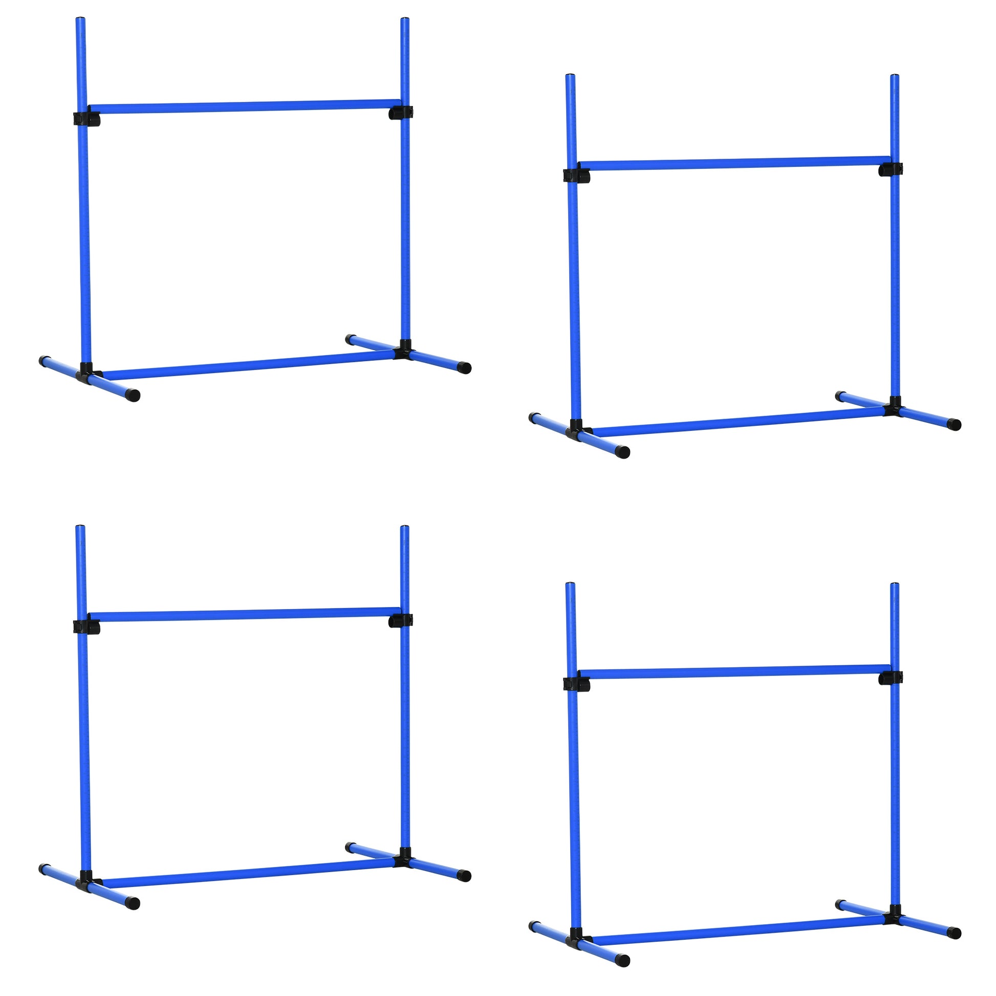 PawHut 4 Piece Dog Agility Training Equipment for Dog Agility Course with Adjustable Height Jump Bars, Included Carry Bag, & Displacing Top Bar, Blue