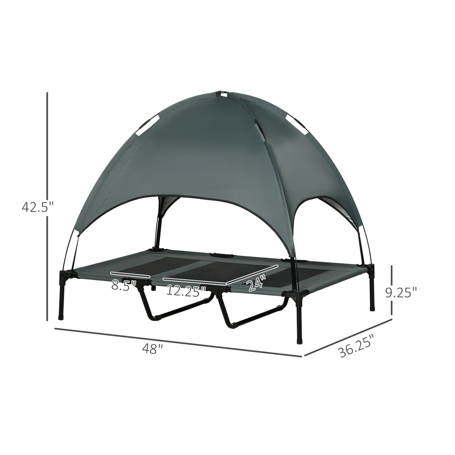 PawHut Elevated Dog Cot - Cool & Portable Gray Pet Bed