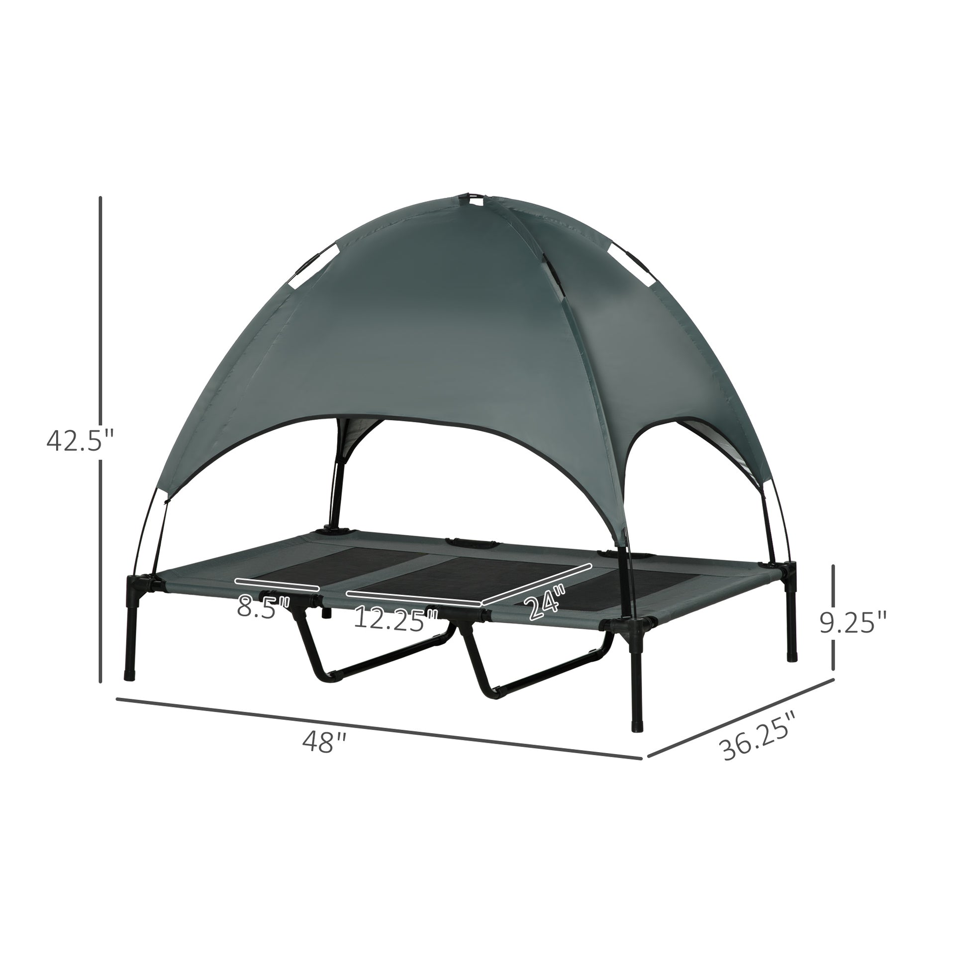 PawHut Elevated Dog Cot - Cool & Portable Gray Pet Bed