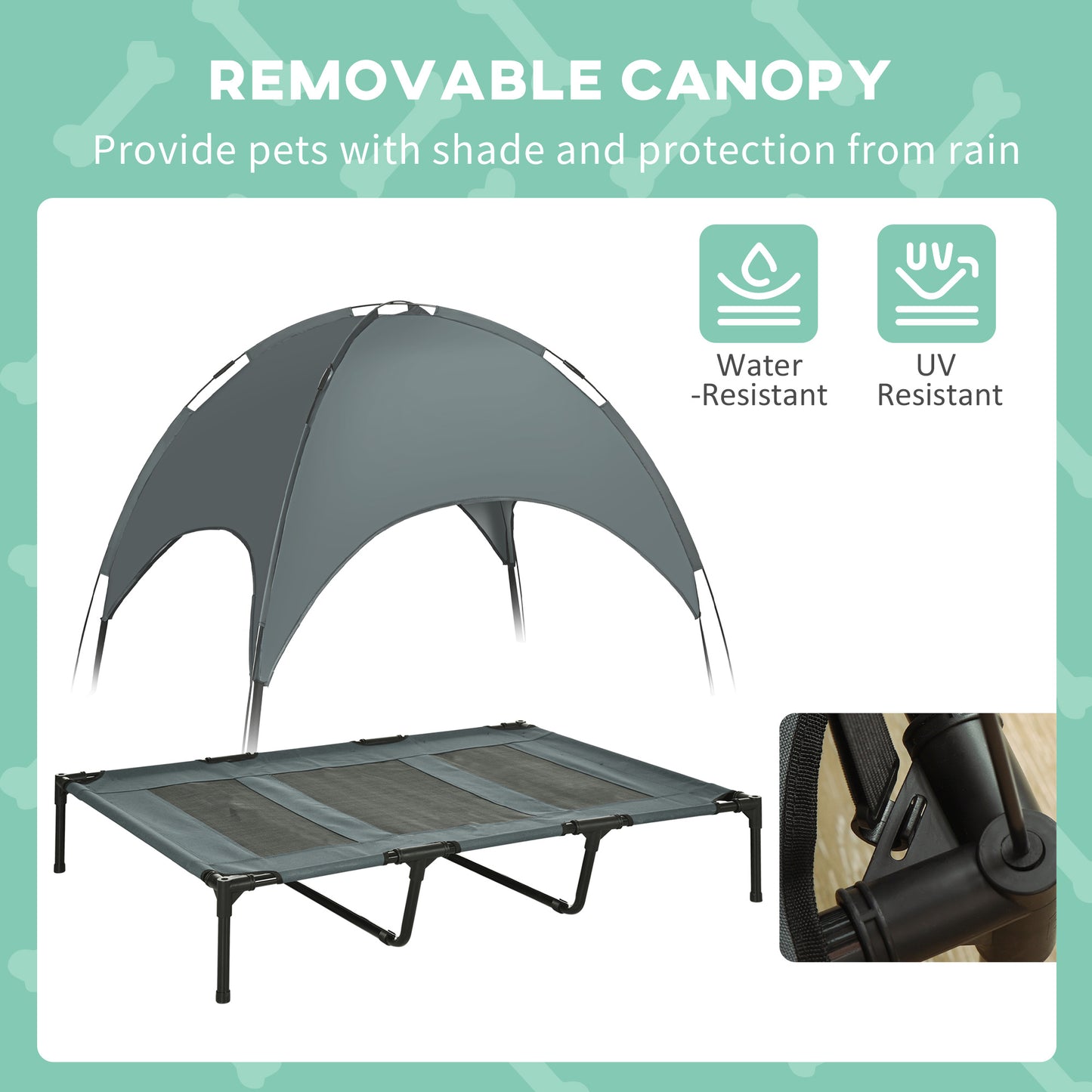 PawHut Elevated Dog Cot - Cool & Portable Gray Pet Bed