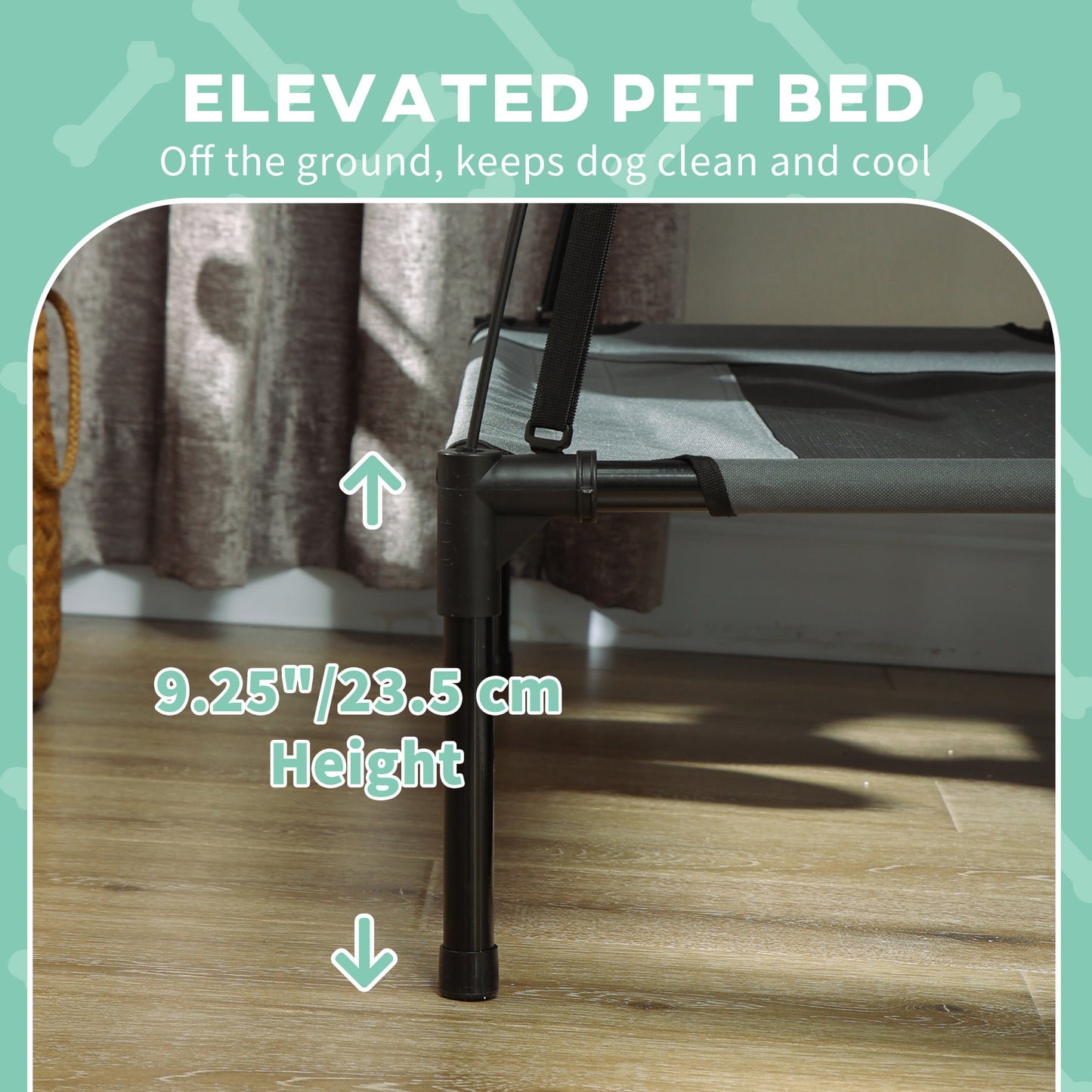 PawHut Elevated Dog Cot - Cool & Portable Gray Pet Bed
