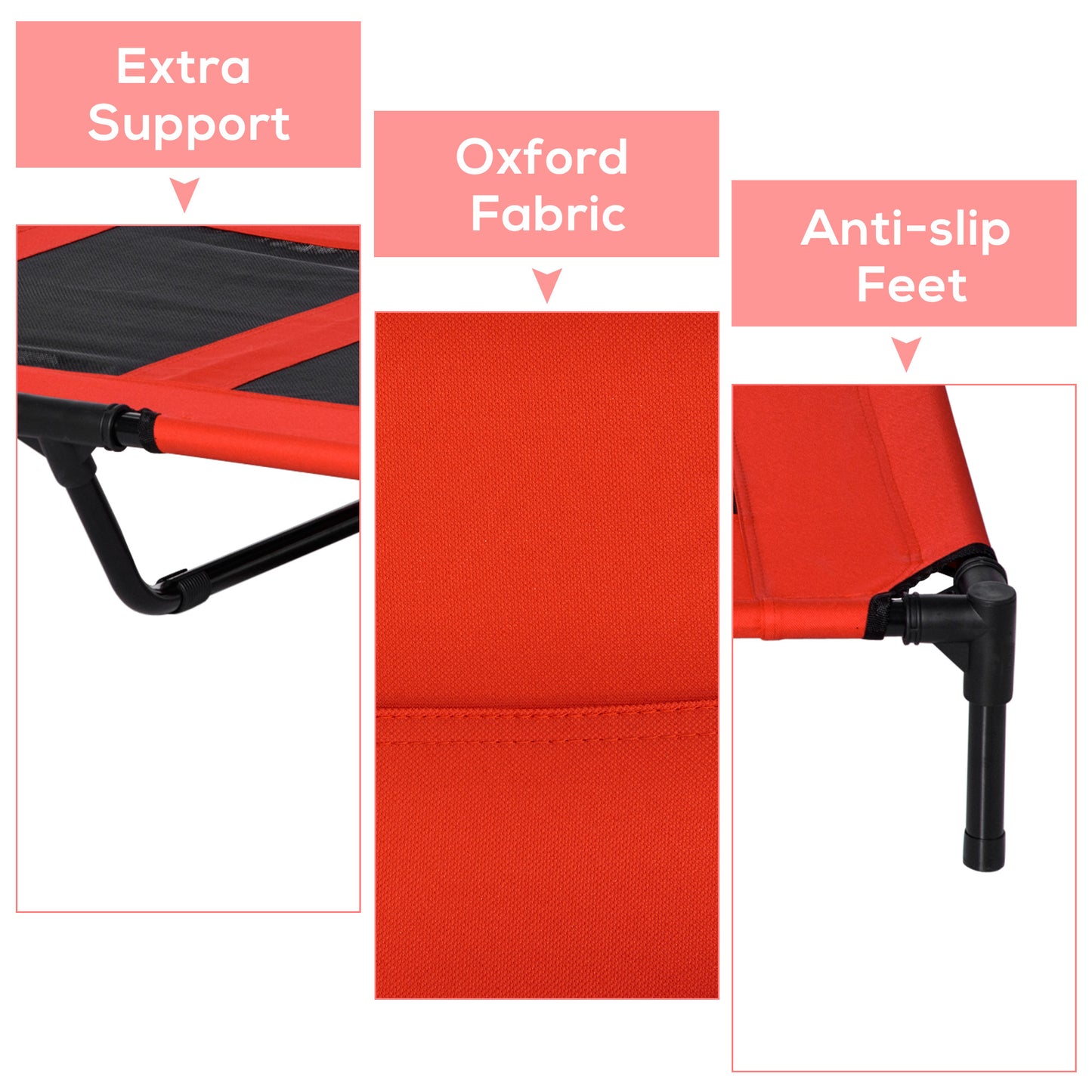 36" Elevated Dog Bed Frame - Red Metal Pet Bed