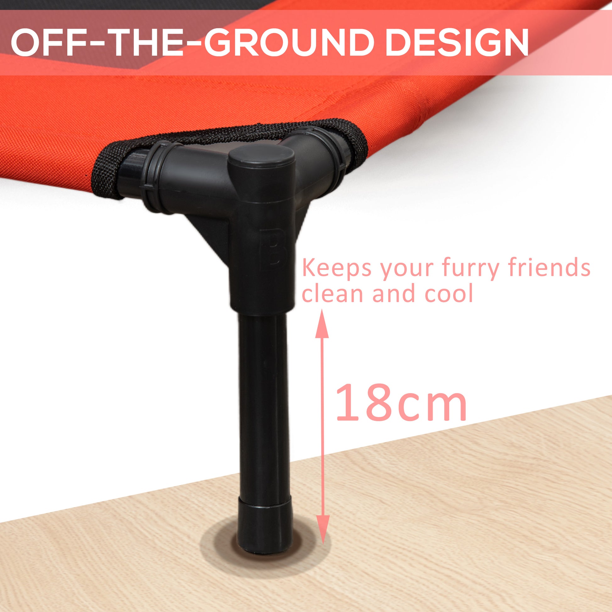 36" Elevated Dog Bed Frame - Red Metal Pet Bed
