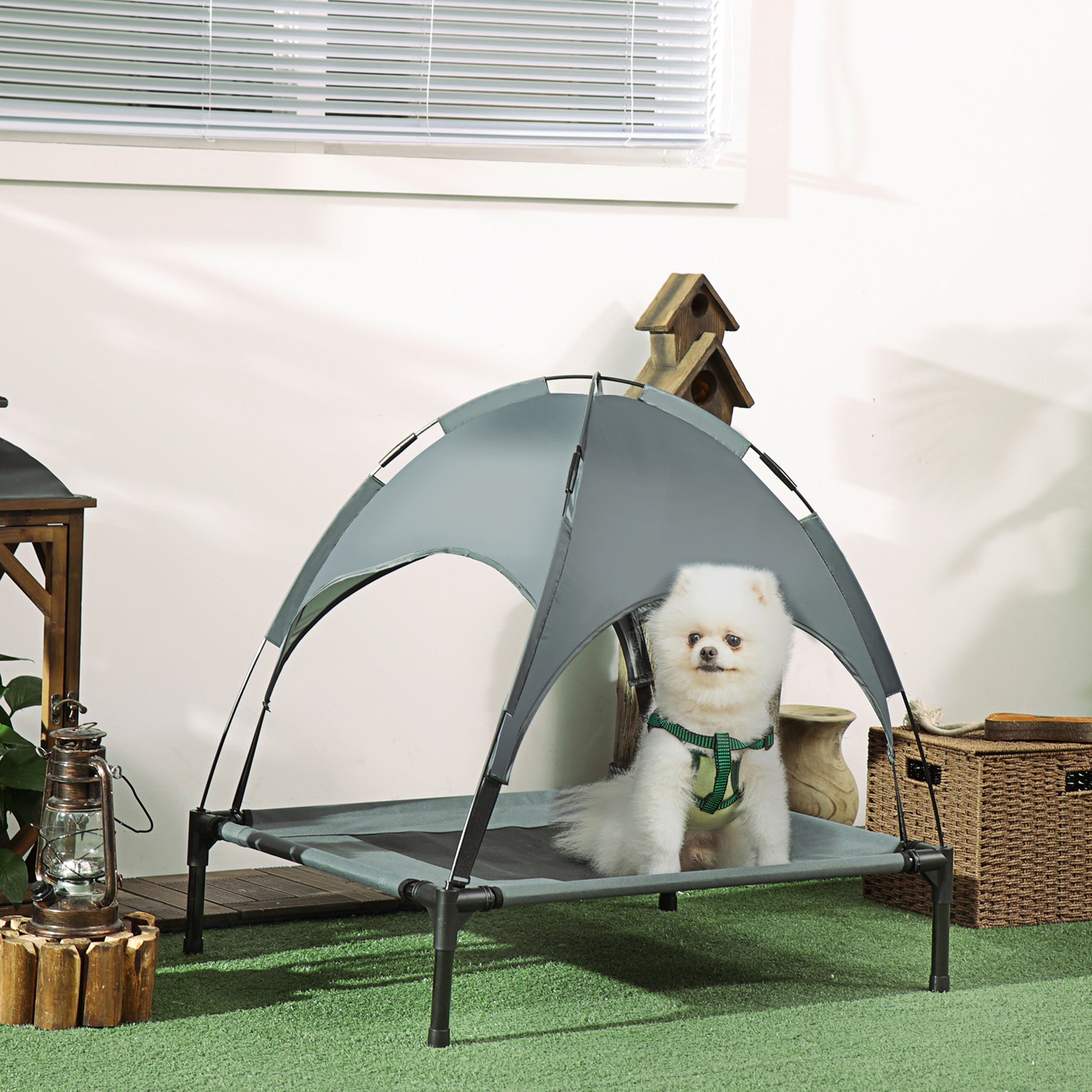 Gray Metal Elevated Dog Cot - 30 Inch Bed