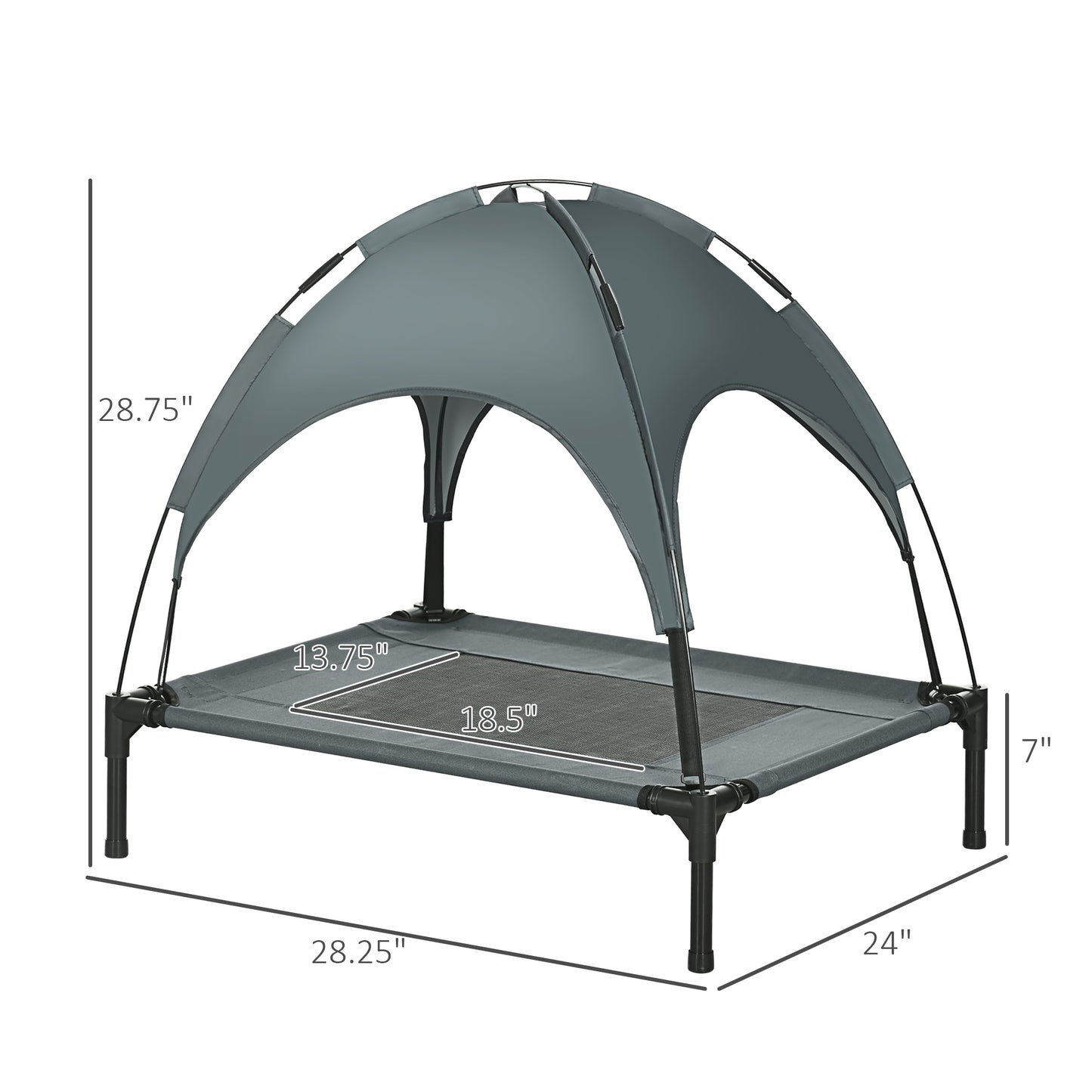 Gray Metal Elevated Dog Cot - 30 Inch Bed