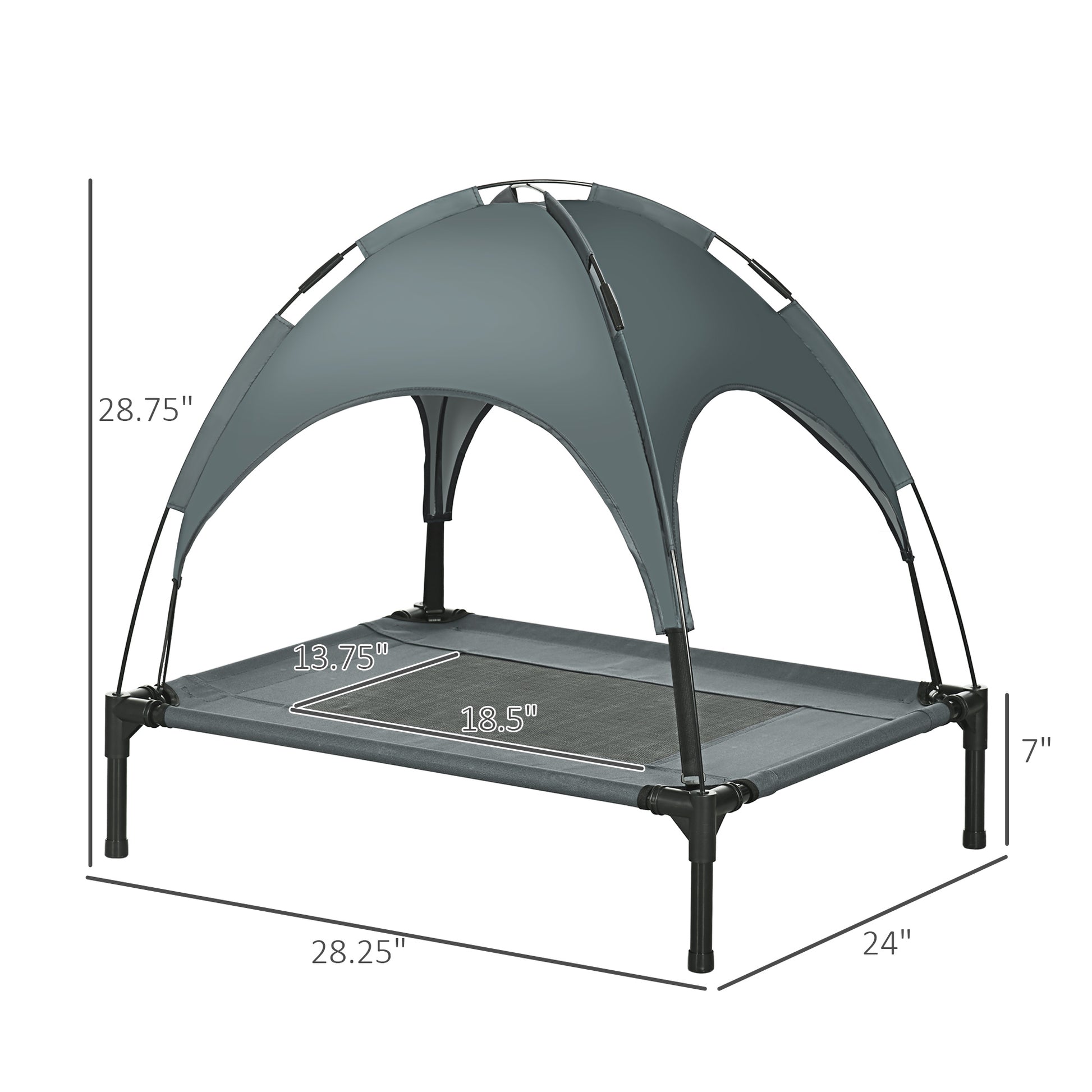 Gray Metal Elevated Dog Cot - 30 Inch Bed
