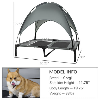 36 Inch Gray Metal Elevated Dog Cot Bed