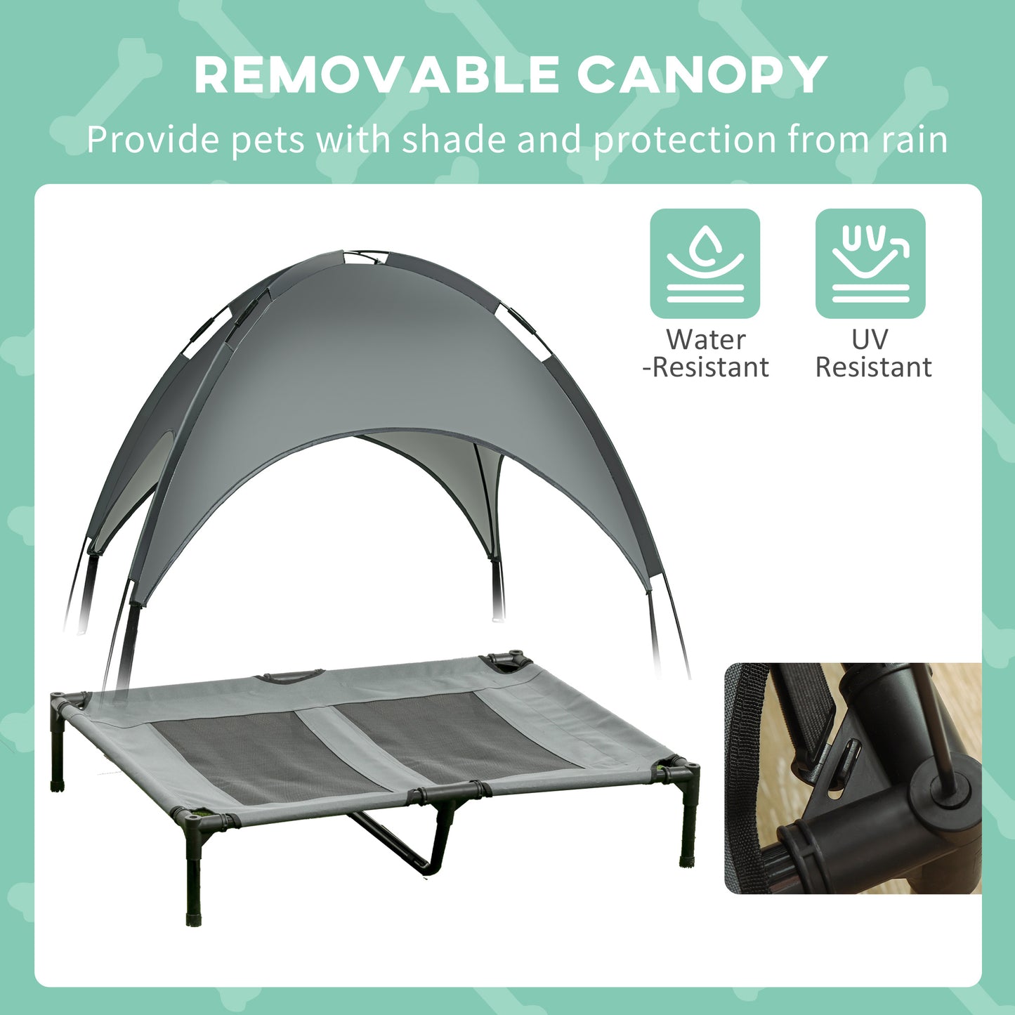 36 Inch Gray Metal Elevated Dog Cot Bed