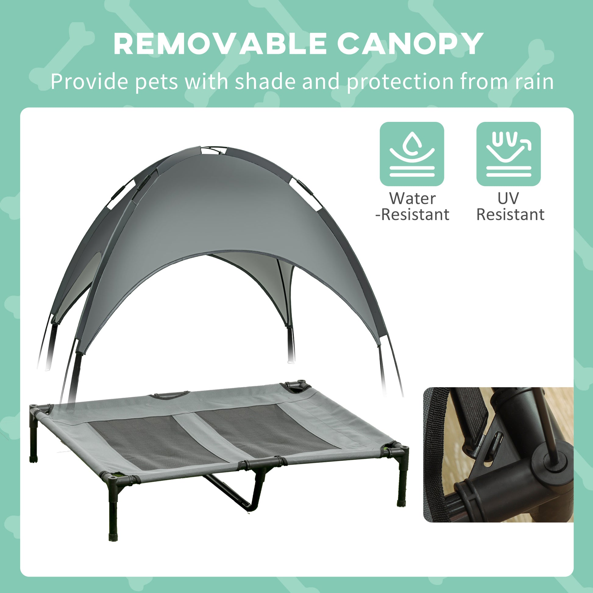 36 Inch Gray Metal Elevated Dog Cot Bed