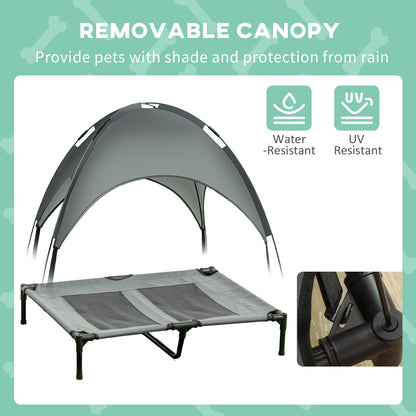 36 Inch Gray Metal Elevated Dog Cot Bed