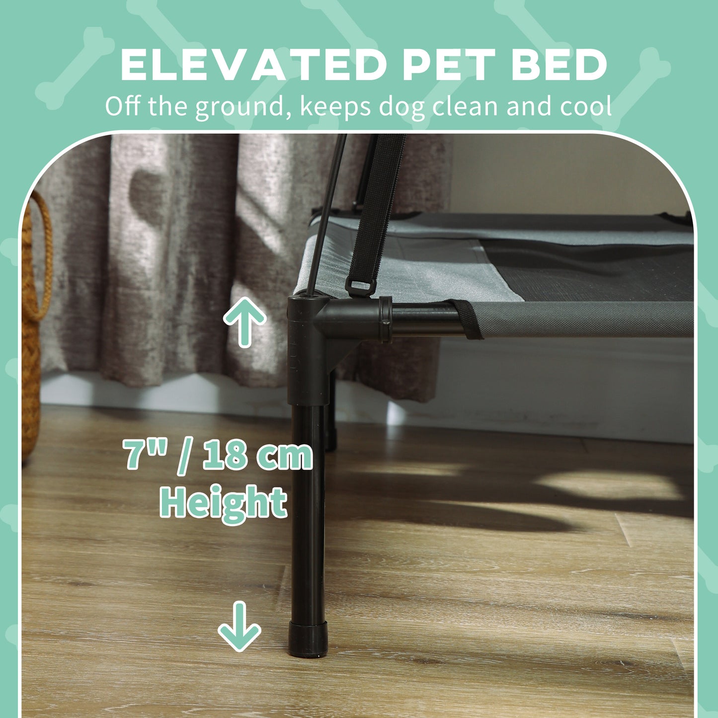 36 Inch Gray Metal Elevated Dog Cot Bed