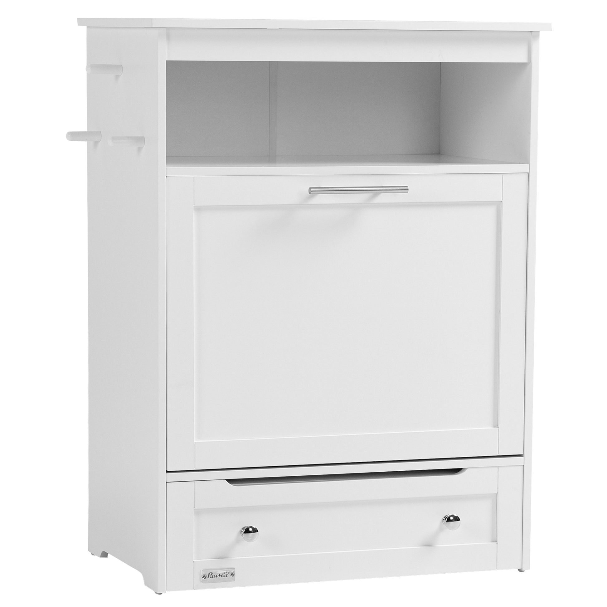 White MDF Pet Feeder Station Cabinet - Storage & Feeding