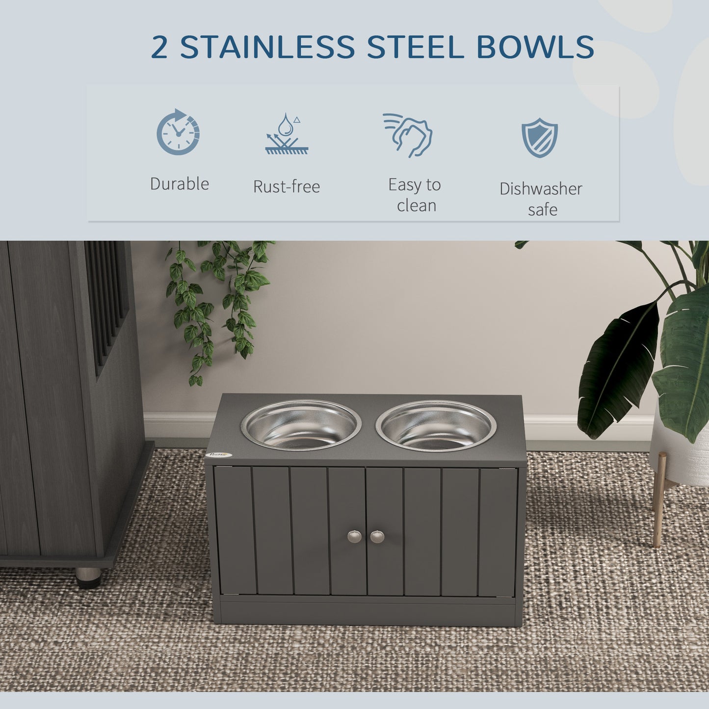 Large Gray Dog Bed with Storage Cabinet