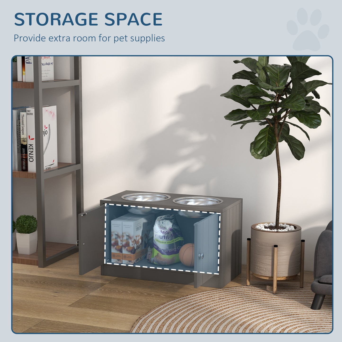 Large Gray Dog Bed with Storage Cabinet