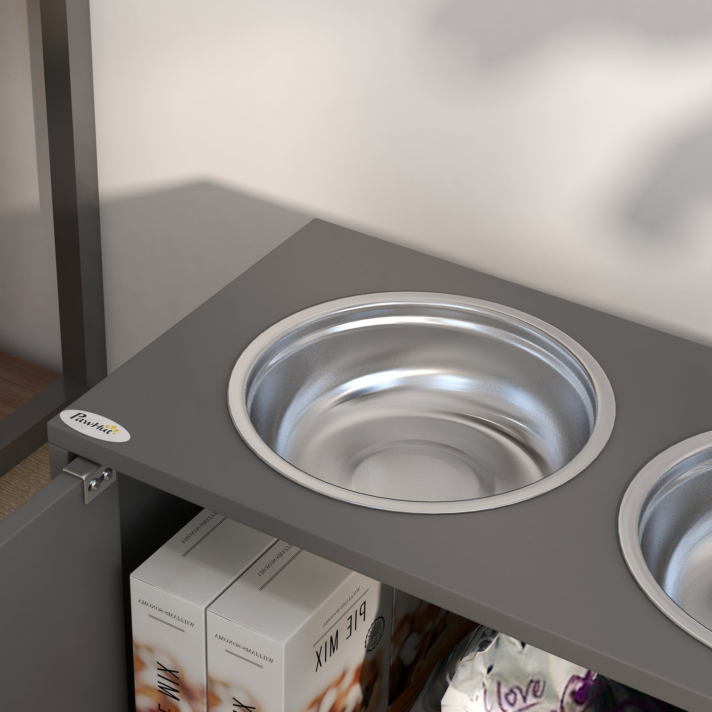 Large Gray Dog Bed with Storage Cabinet