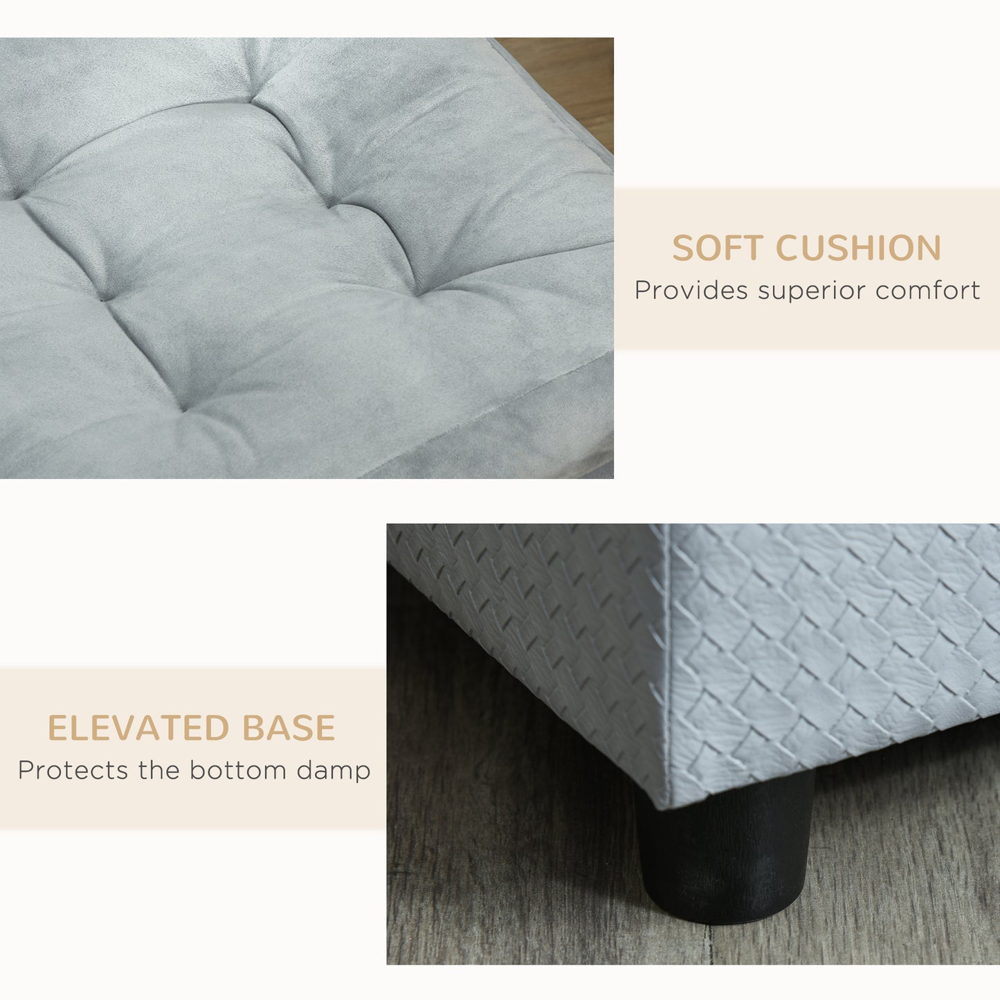 Small Gray Dog Bed with Storage - Modern Pet Sofa