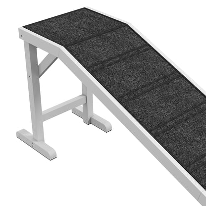 74" White Wooden Dog Ramp for Bed for Pet Areas