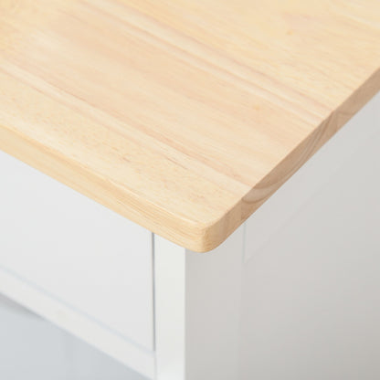White Rubber Wood Kitchen Island Cart with Wine Racks