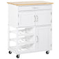 HOMCOM Bar Cart Rolling Kitchen Island on Wheels with Wine Rack